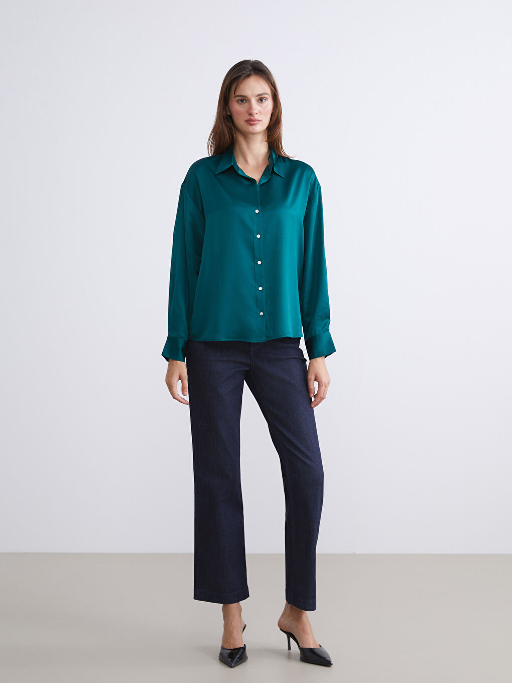 Әйелдерге арналған сатин оверсайз жейде-1