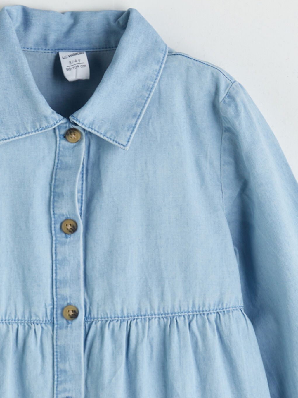 LCW Kids Collared Neck Girls' Jean Dress -W5IT79Z1-LR1