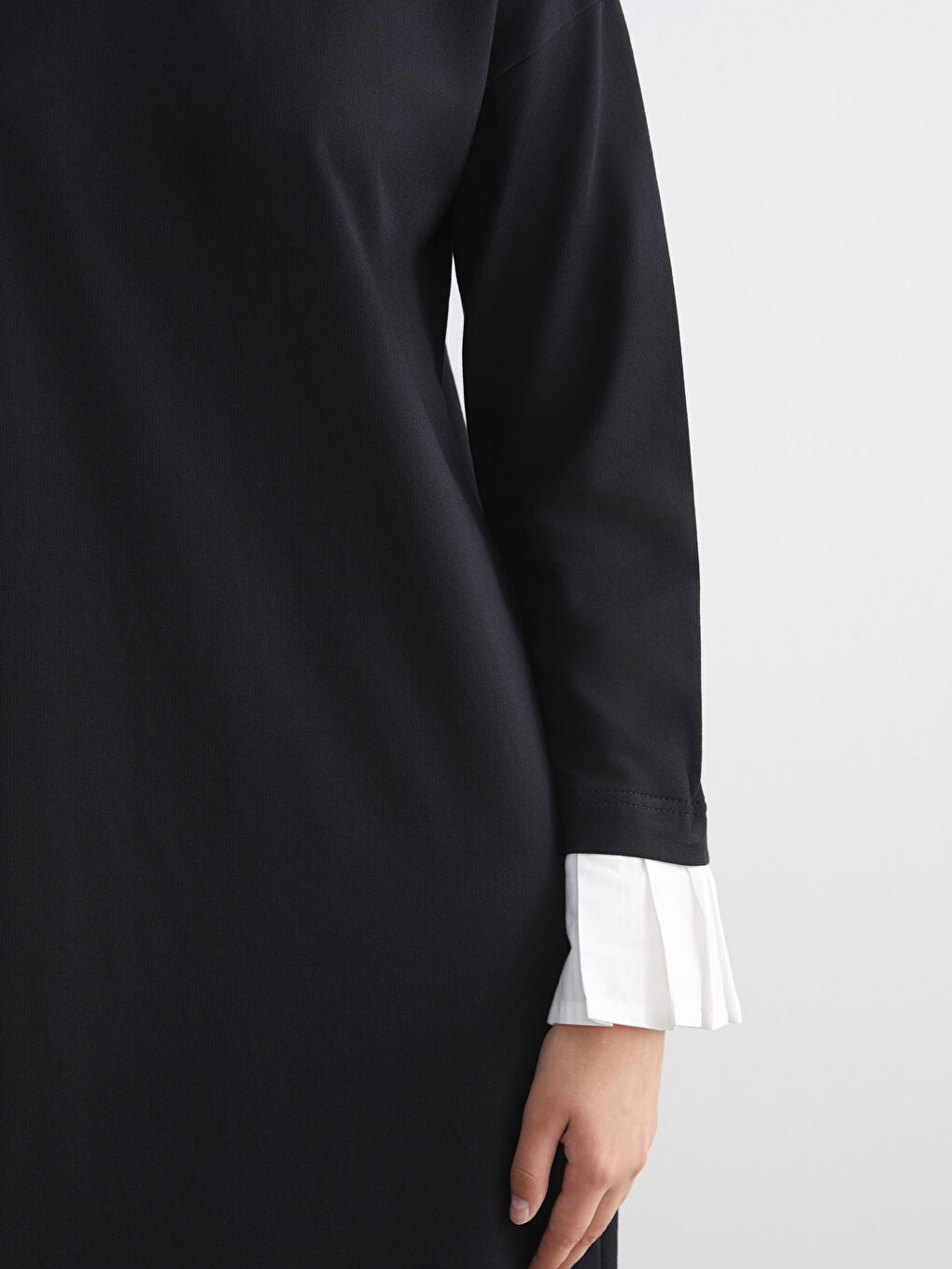 Siyah Bisiklet Yaka Sweat Elbise-1