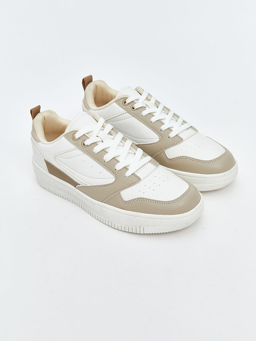 Bej Bağcıklı Kadın Spor Ayakkabı