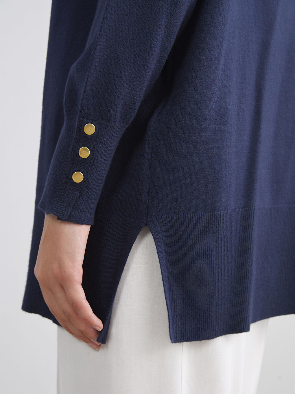 Crew Neck Women's Knitwear Tunic-2