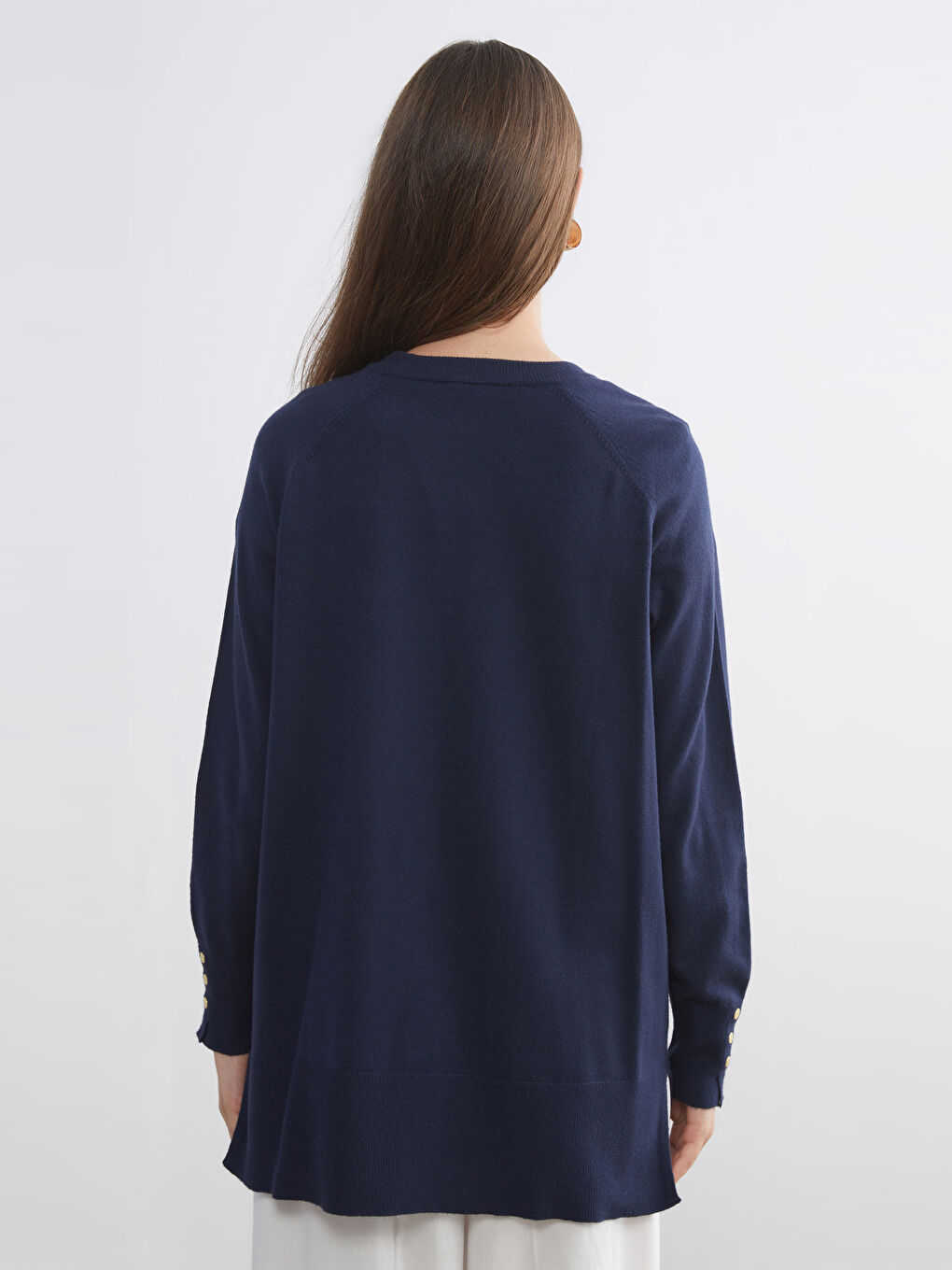 Crew Neck Women's Knitwear Tunic-3