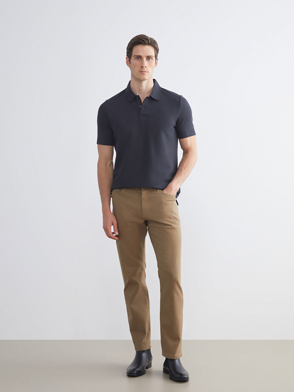 Haki Standart Kalıp Gabardin Erkek Chino Pantolon