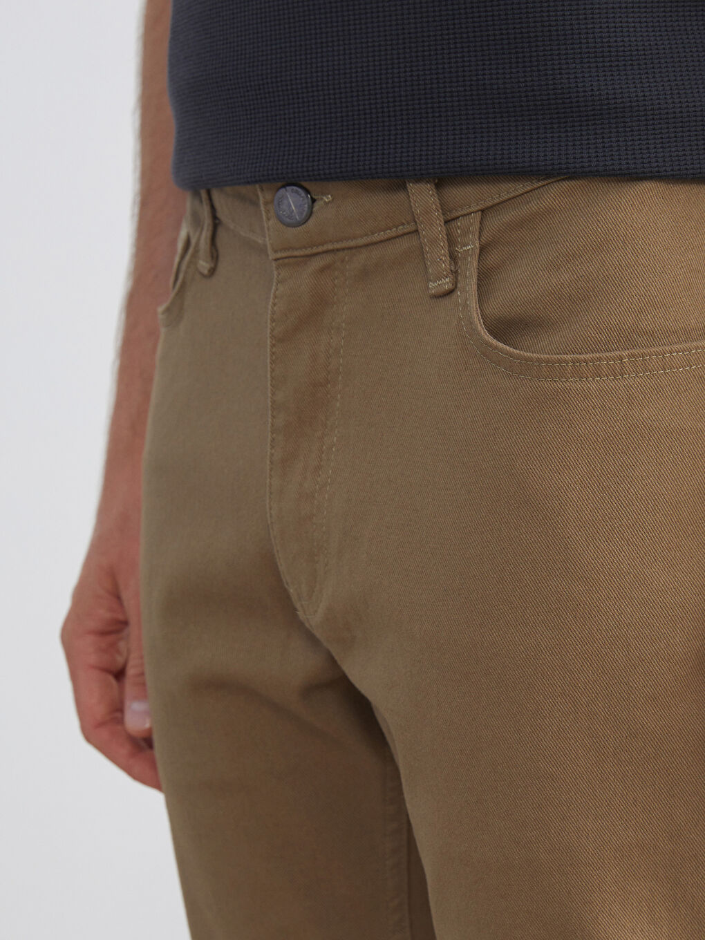 Haki Standart Kalıp Gabardin Erkek Chino Pantolon-2
