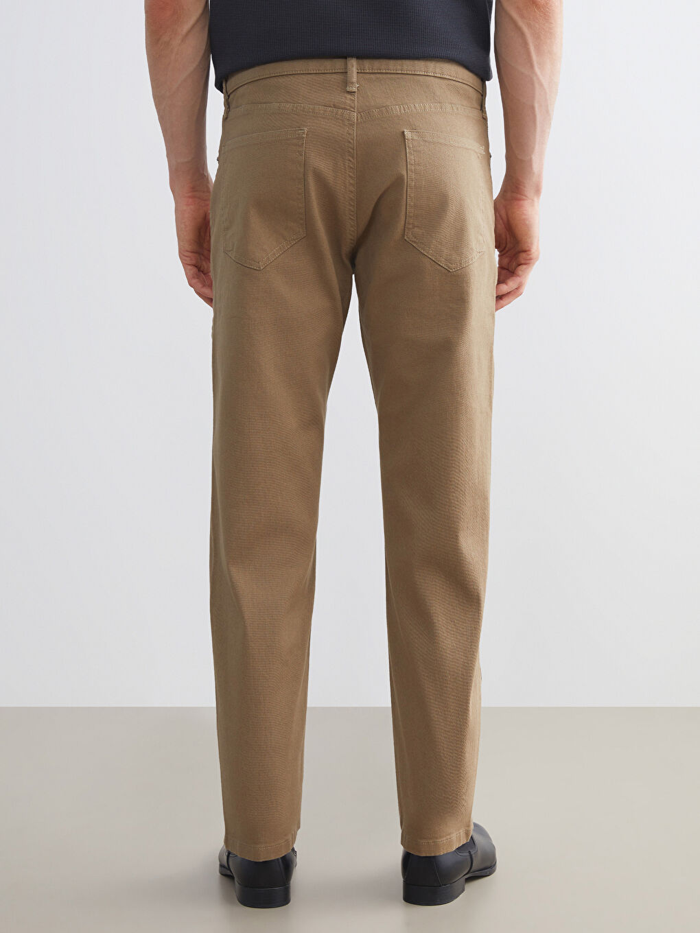 Haki Standart Kalıp Gabardin Erkek Chino Pantolon-3