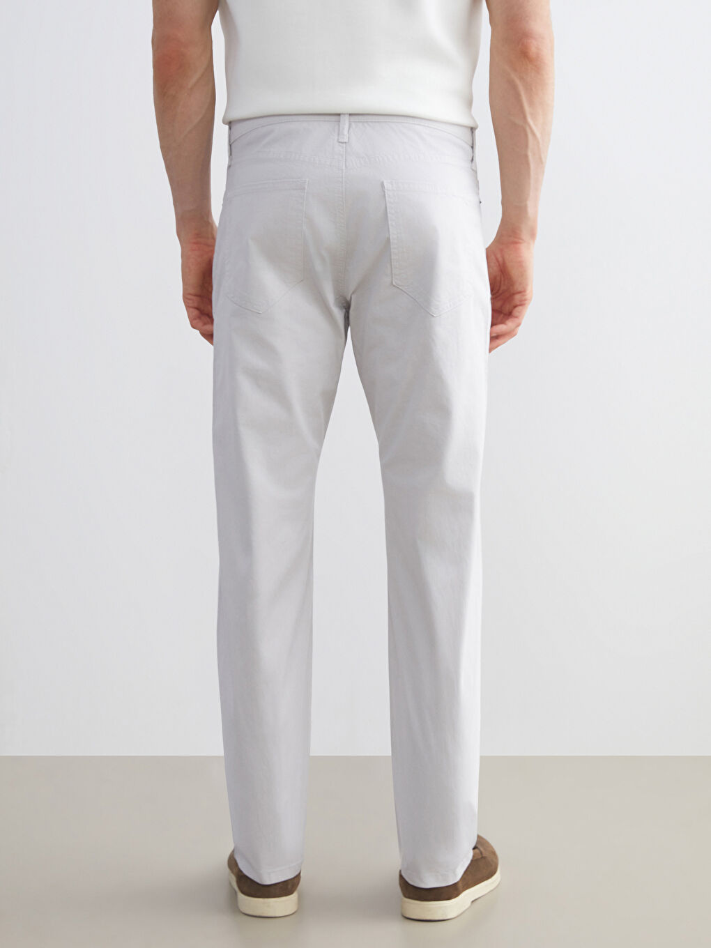 Ekru Standart Kalıp Gabardin Erkek Chino Pantolon-3