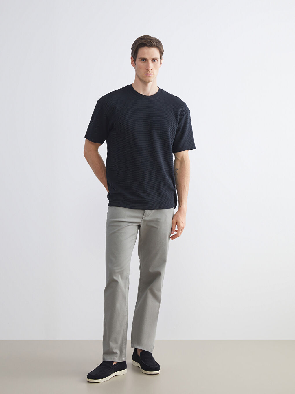 Yeşil Standart Kalıp Gabardin Erkek Chino Pantolon