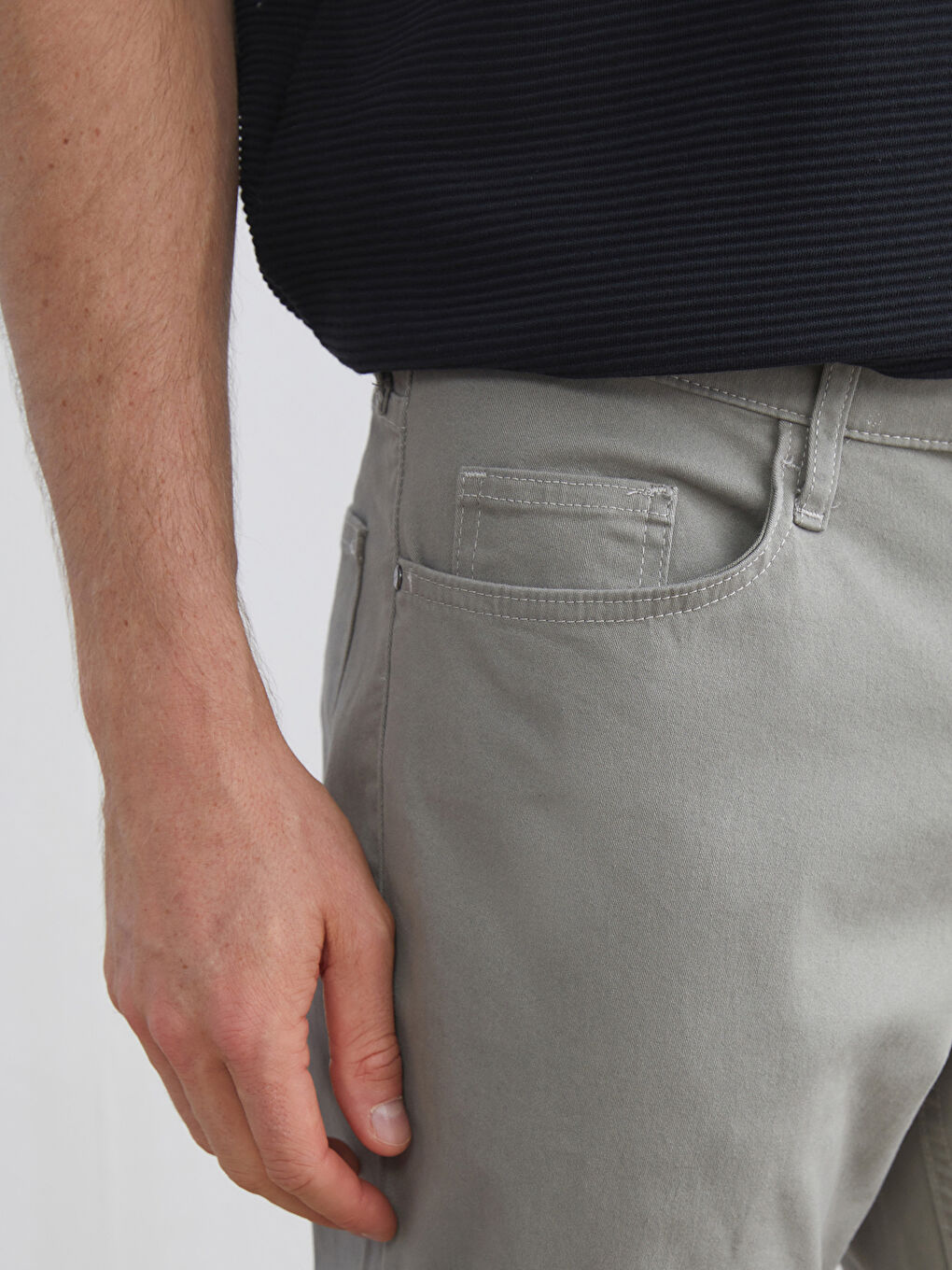 Yeşil Standart Kalıp Gabardin Erkek Chino Pantolon-2