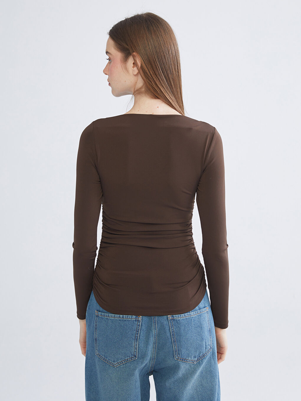 Slash Neck Ruched Blouse-3