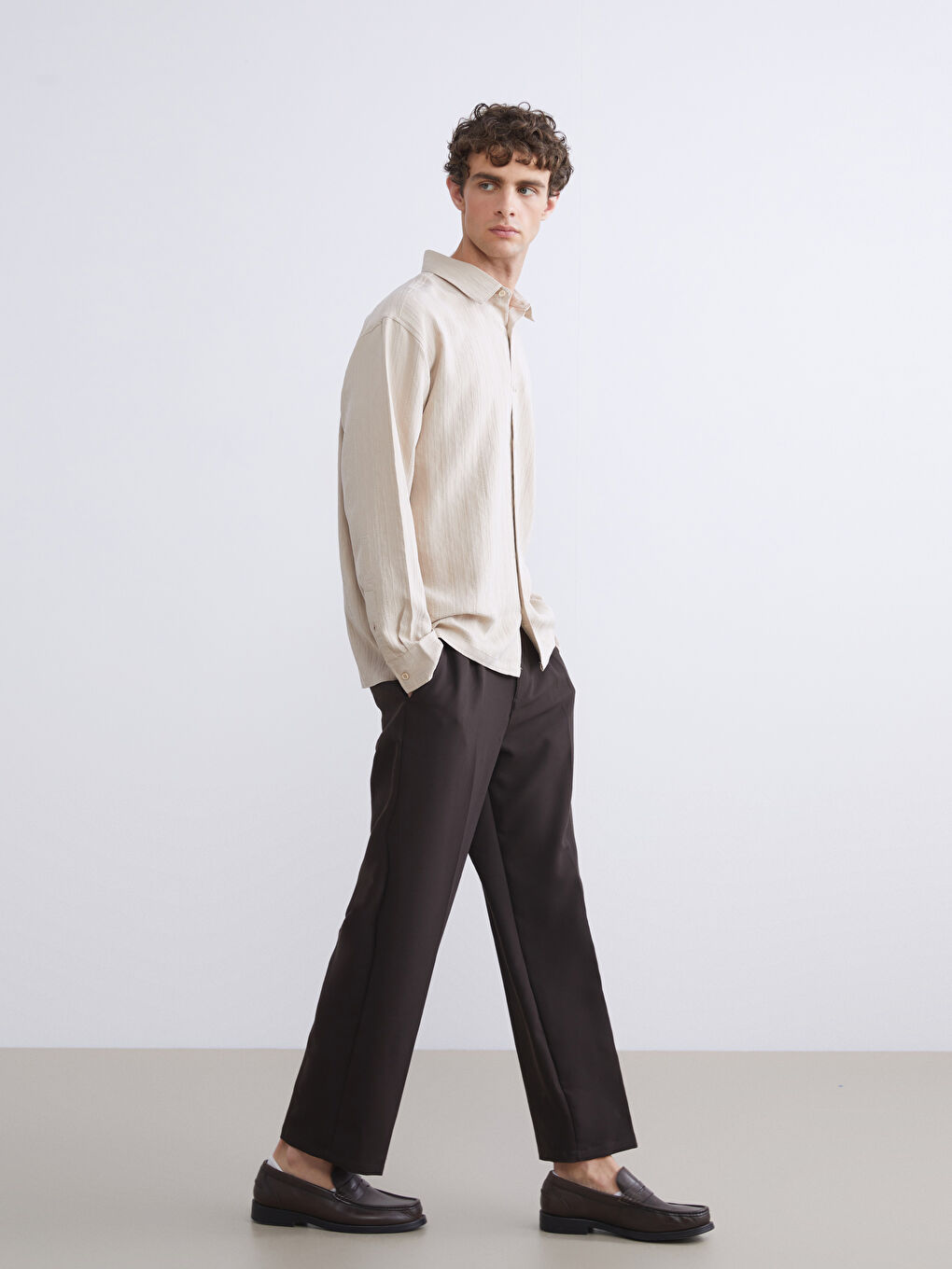 Kahverengi Rahat Kalıp Erkek Pantolon