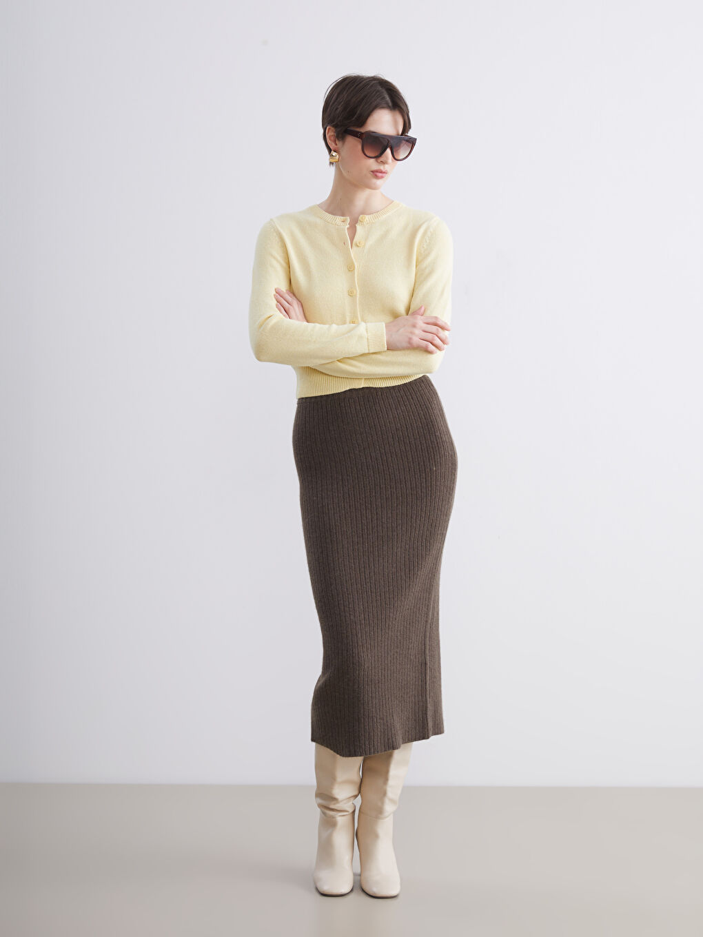 Elastic Waist Knitwear Skirt-1