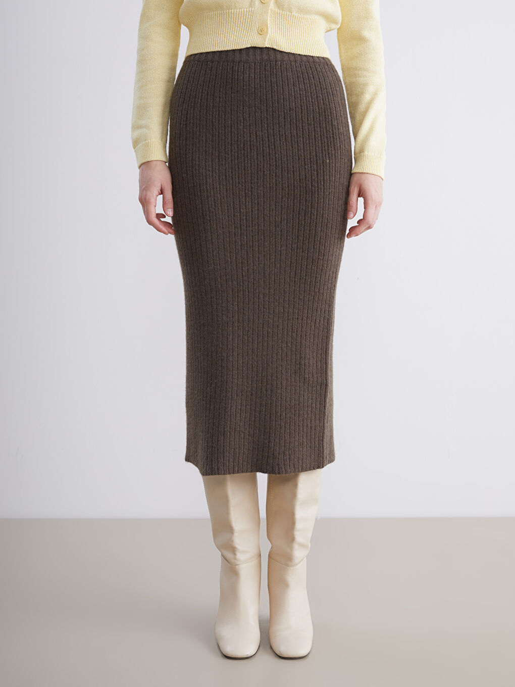 Elastic Waist Knitwear Skirt-2