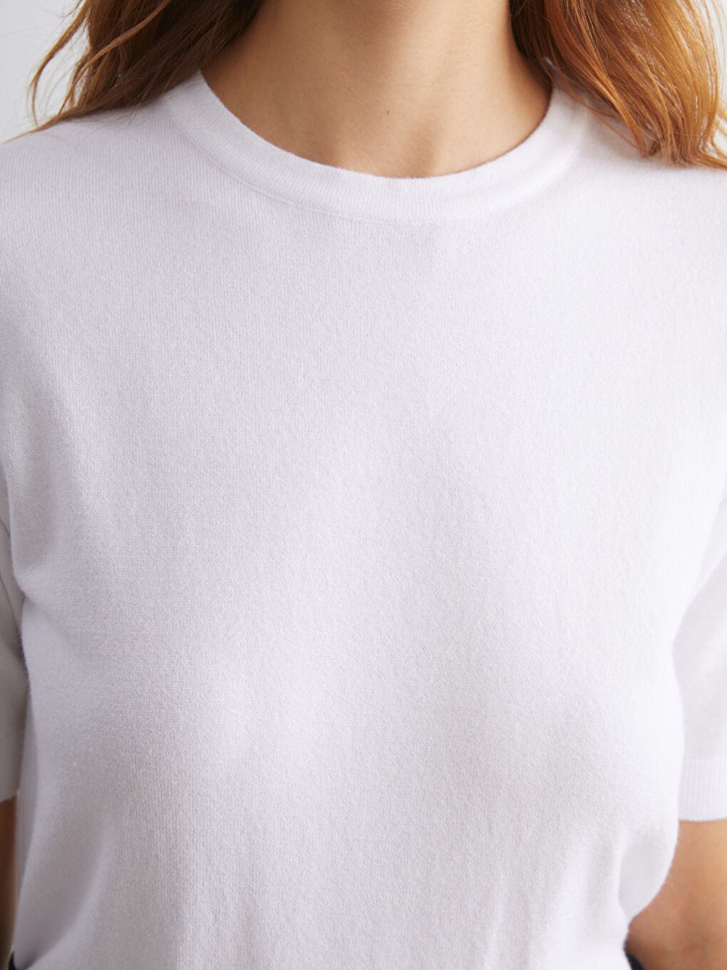 Ekru Bisiklet Yaka Kadın Triko Kazak-2