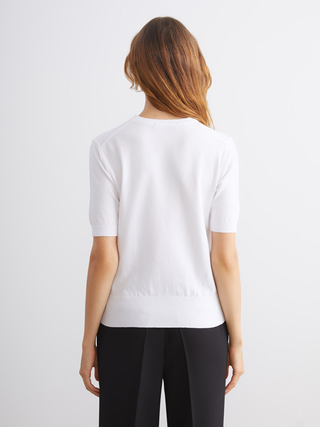 Ekru Bisiklet Yaka Kadın Triko Kazak-3