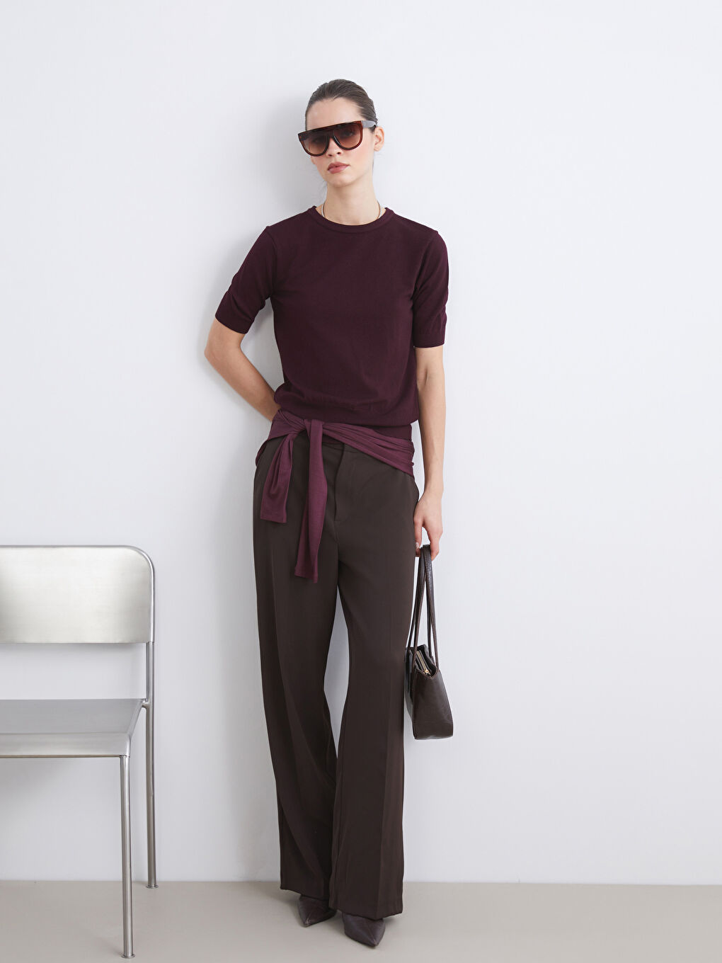 Mürdüm Bisiklet Yaka Kadın Triko Kazak-1