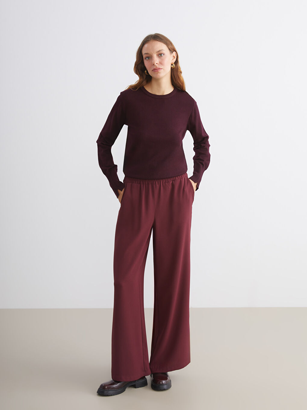 Mürdüm Bisiklet Yaka Kadın Triko Kazak-1