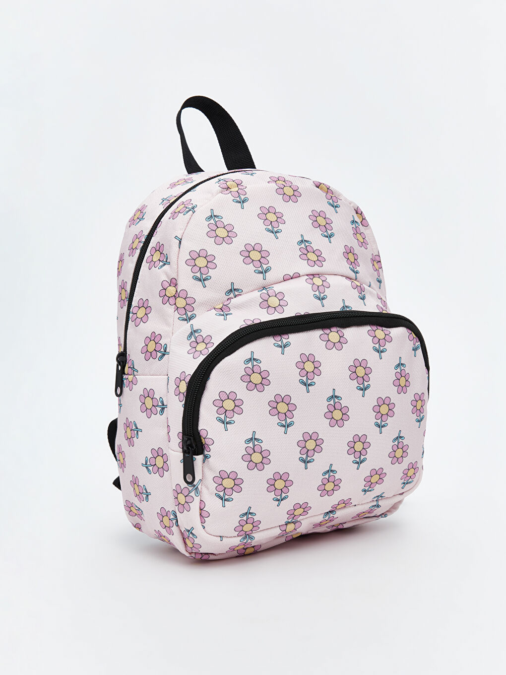 Pembe Çiçek Baskılı Kız Çocuk Sırt Çantası