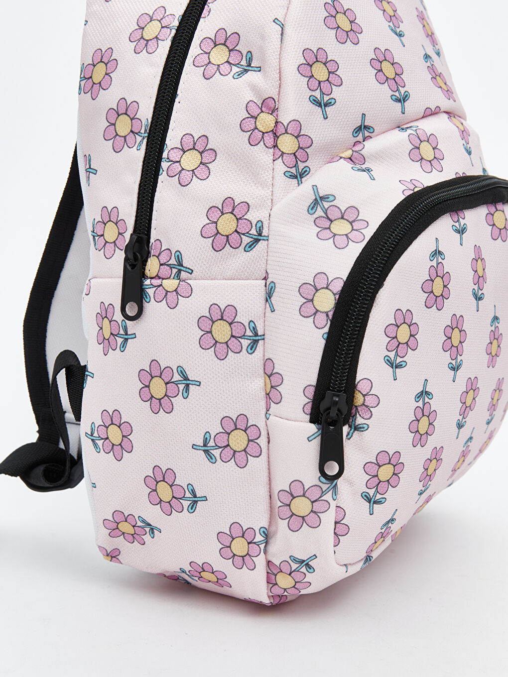 Pembe Çiçek Baskılı Kız Çocuk Sırt Çantası-2