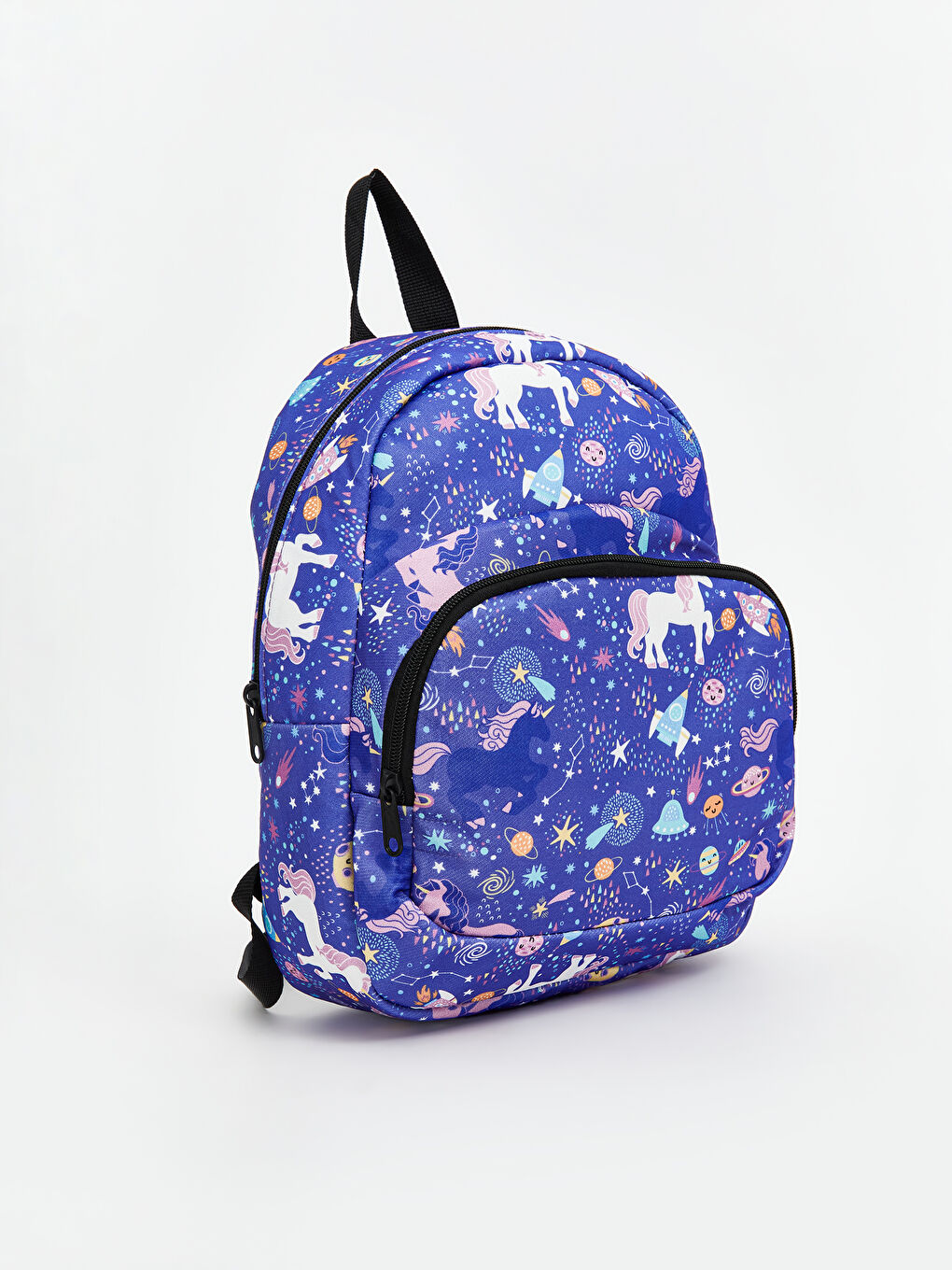 Mor Çiçek Baskılı Kız Çocuk Sırt Çantası