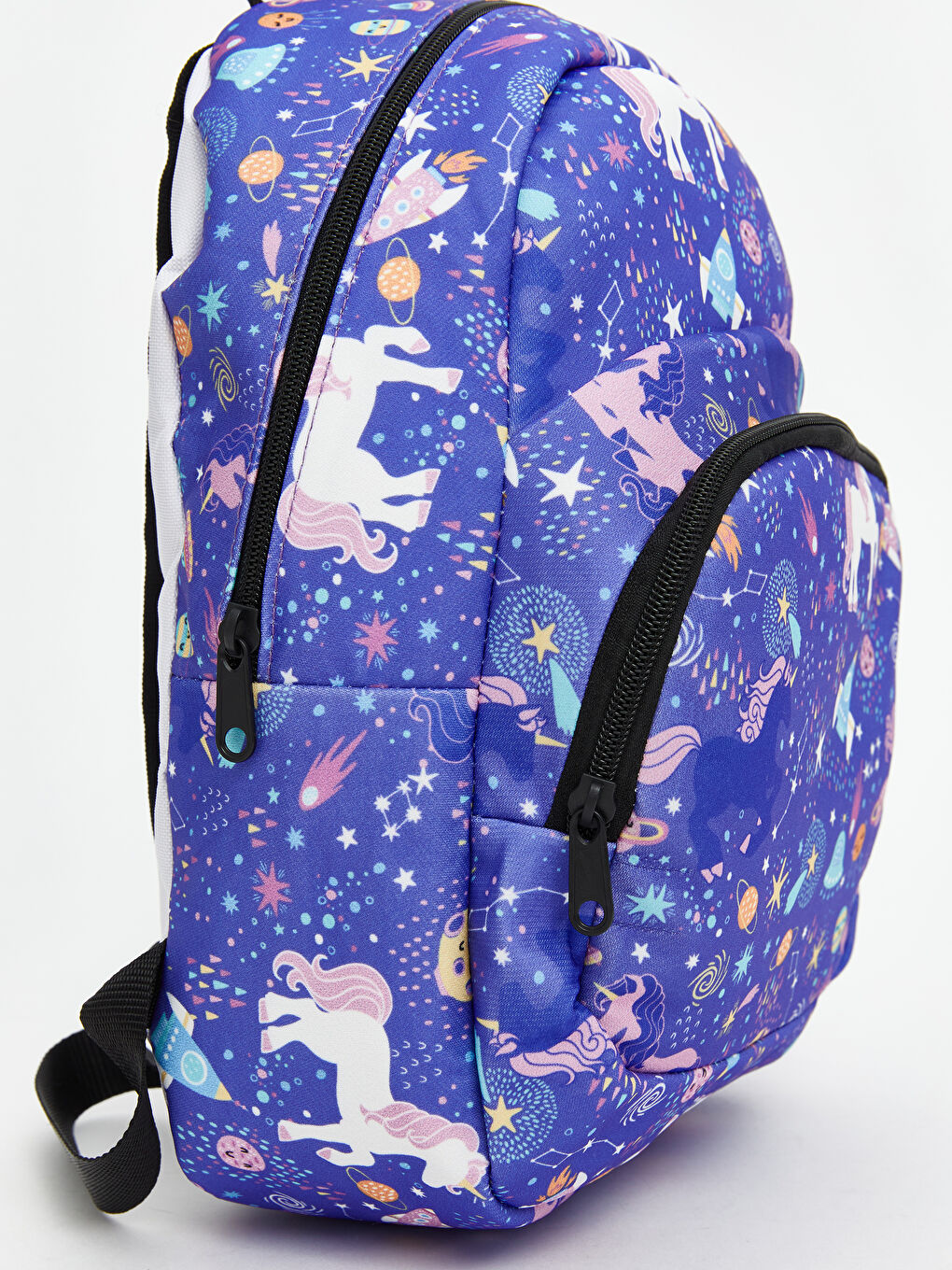 Mor Çiçek Baskılı Kız Çocuk Sırt Çantası-1