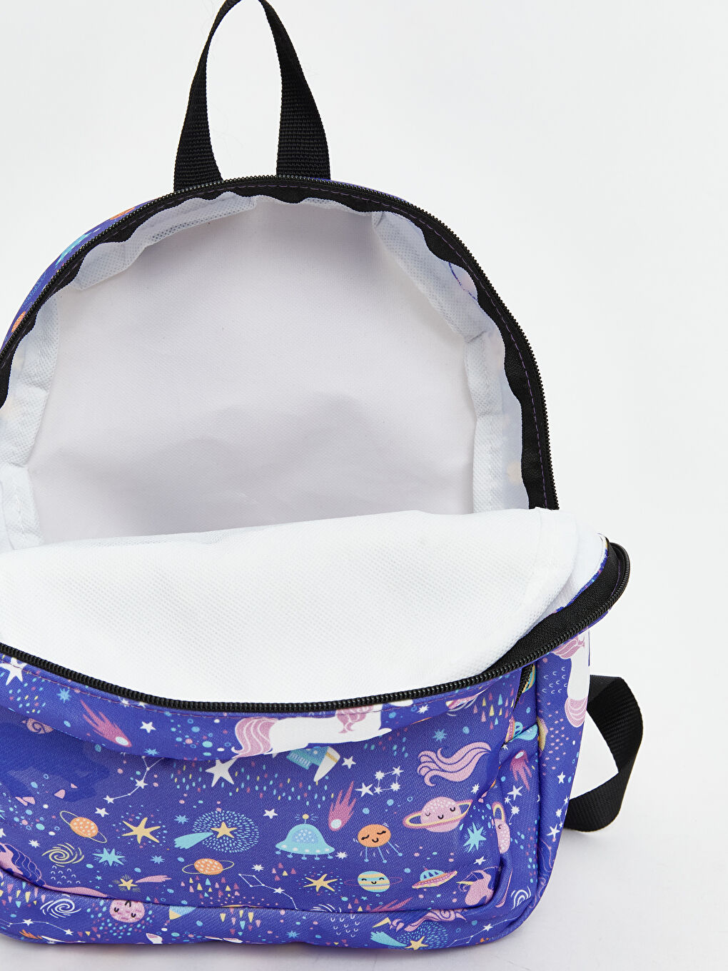 Mor Çiçek Baskılı Kız Çocuk Sırt Çantası-3