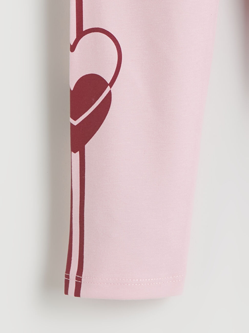 Pembe Beli Lastikli Kalp Baskılı Kız Çocuk Tayt-1