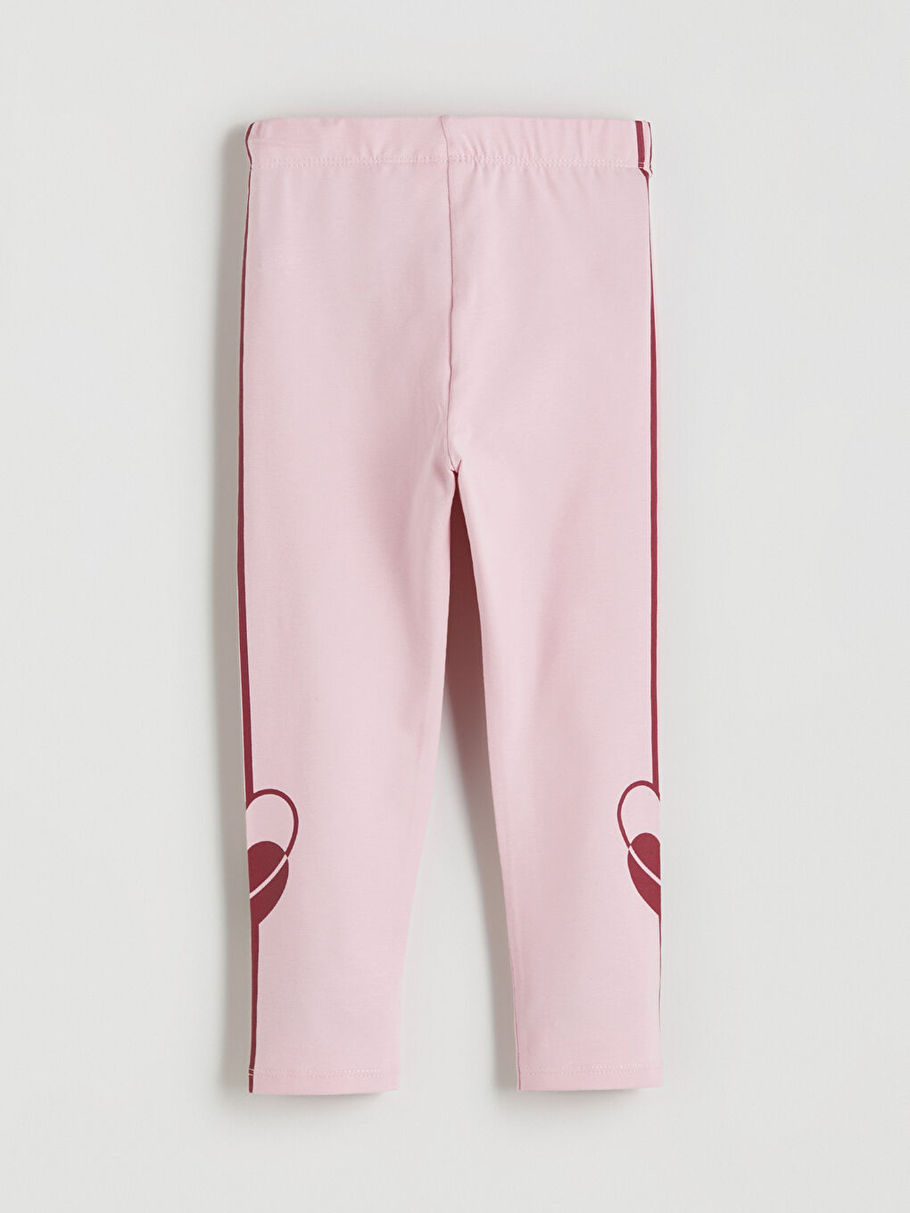 Pembe Beli Lastikli Kalp Baskılı Kız Çocuk Tayt-2