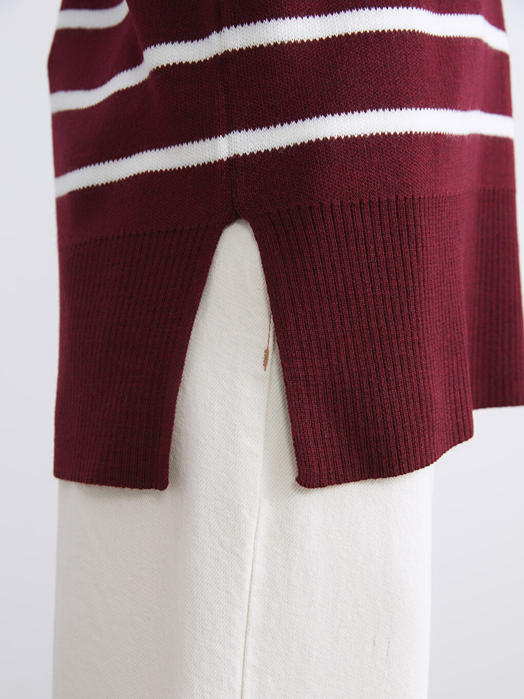 Polo Collar Striped Oversize Women's Knitwear Sweater-2