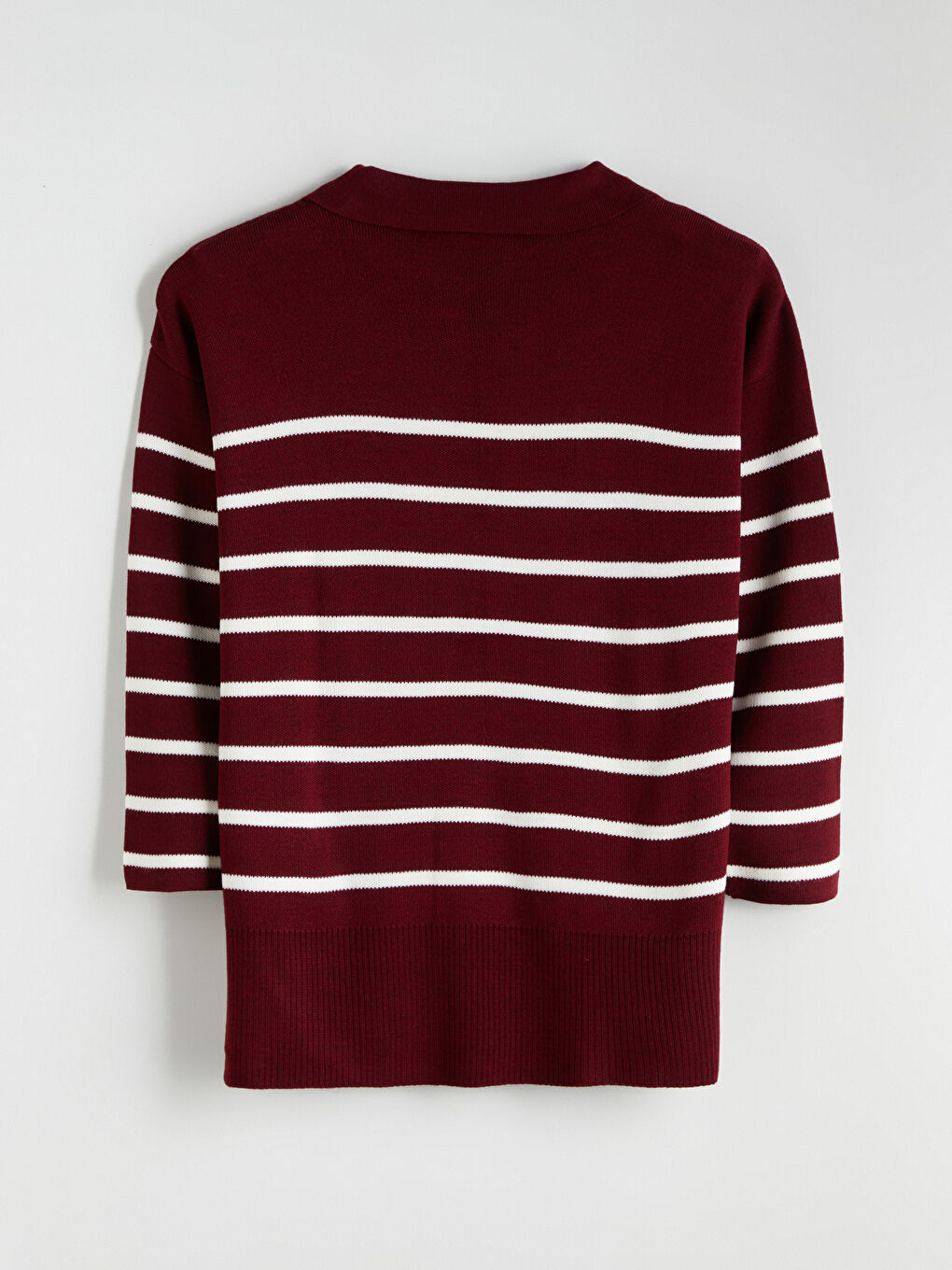 Polo Collar Striped Oversize Women's Knitwear Sweater-5