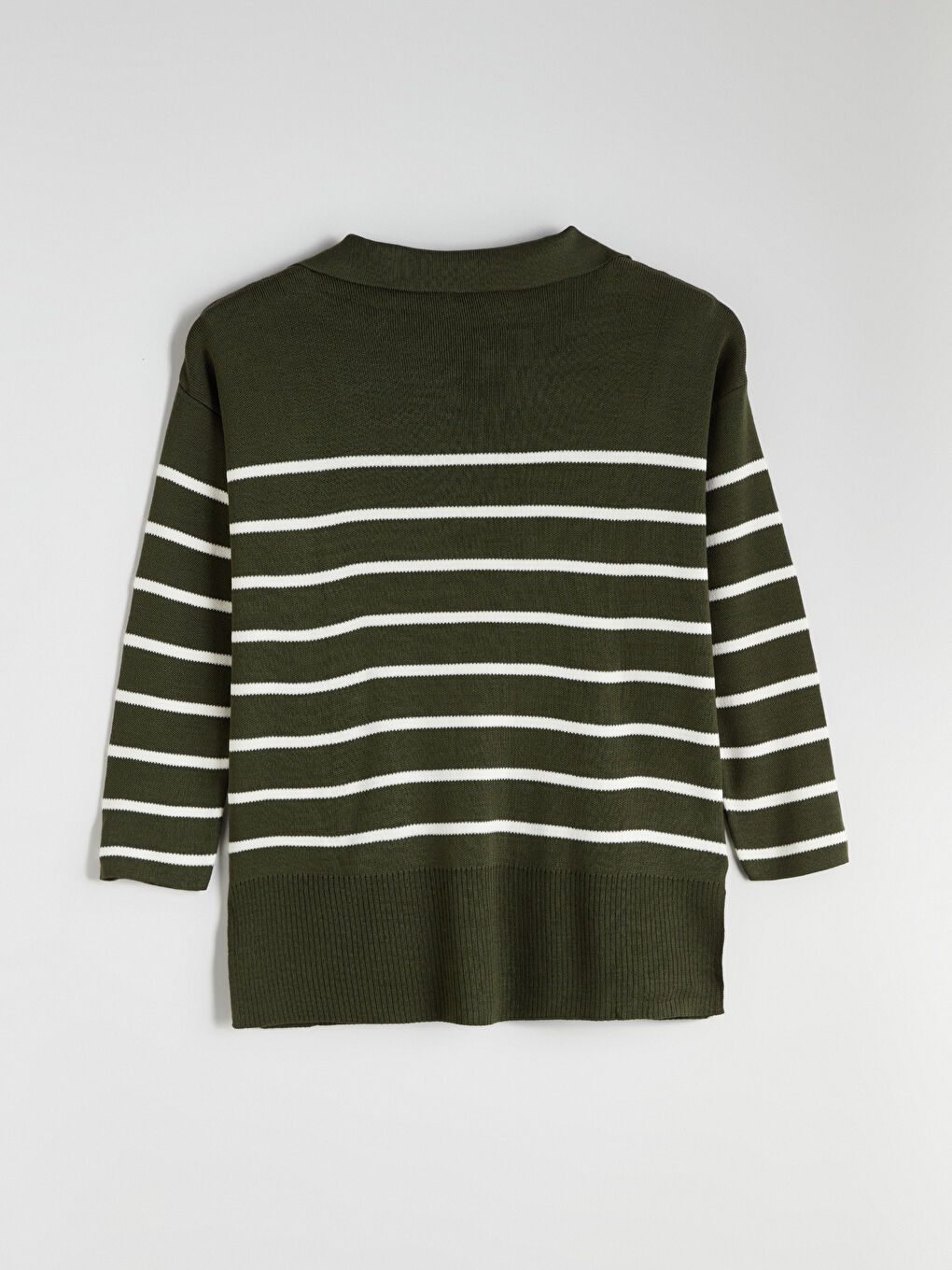 Polo Collar Striped Oversize Women's Knitwear Sweater-5