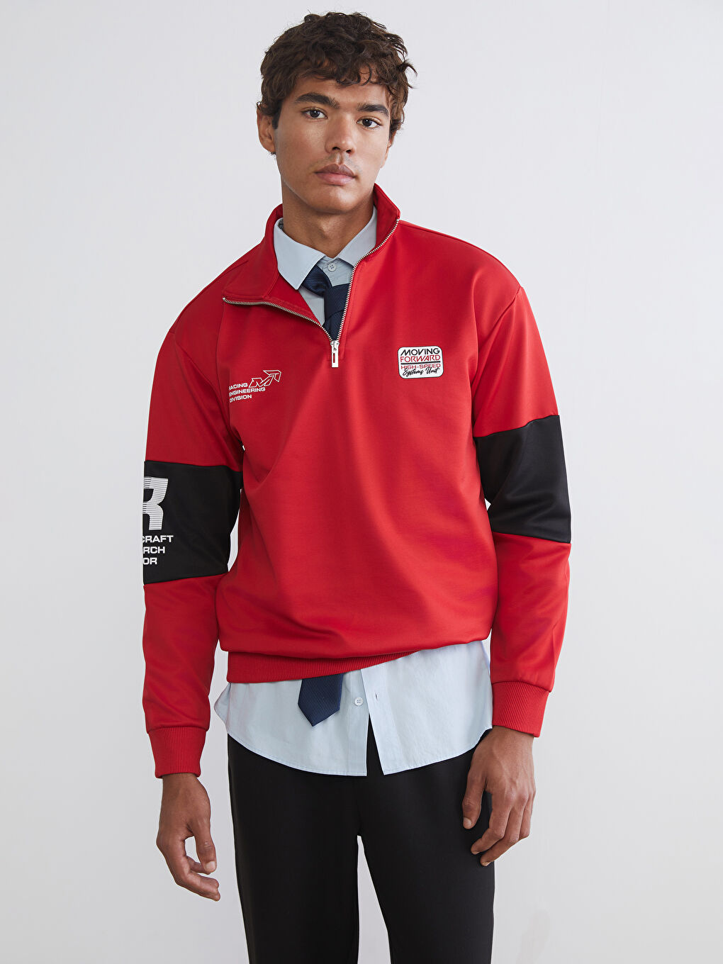 Funnel Neck Printed Men's Sweatshirt