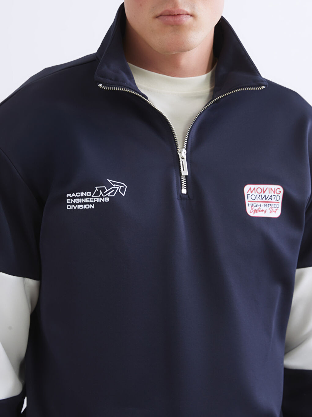 Funnel Neck Printed Men's Sweatshirt-2