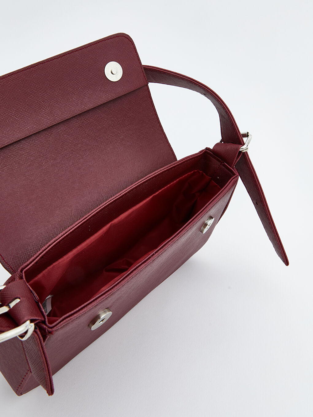 Bordo Deri Görünümlü Kadın Kol Çantası-6