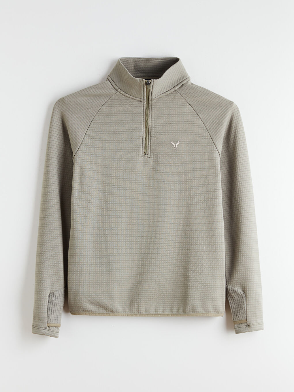 Haki Dik Yaka Erkek Sweatshirt-4