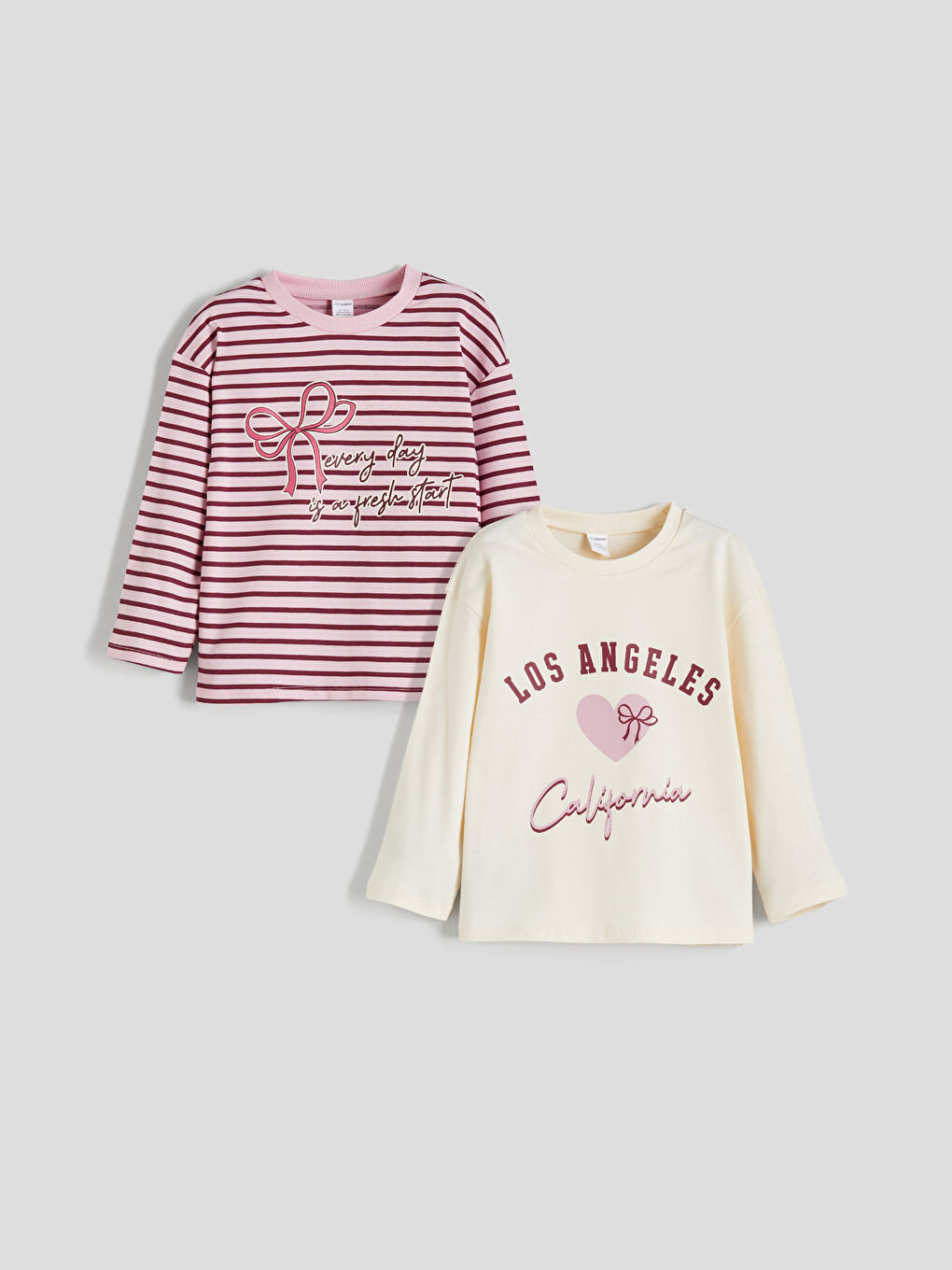 LCW baby Crew Neck Girls' T-Shirt Set (2 Pieces) -W5IU62Z1-LES