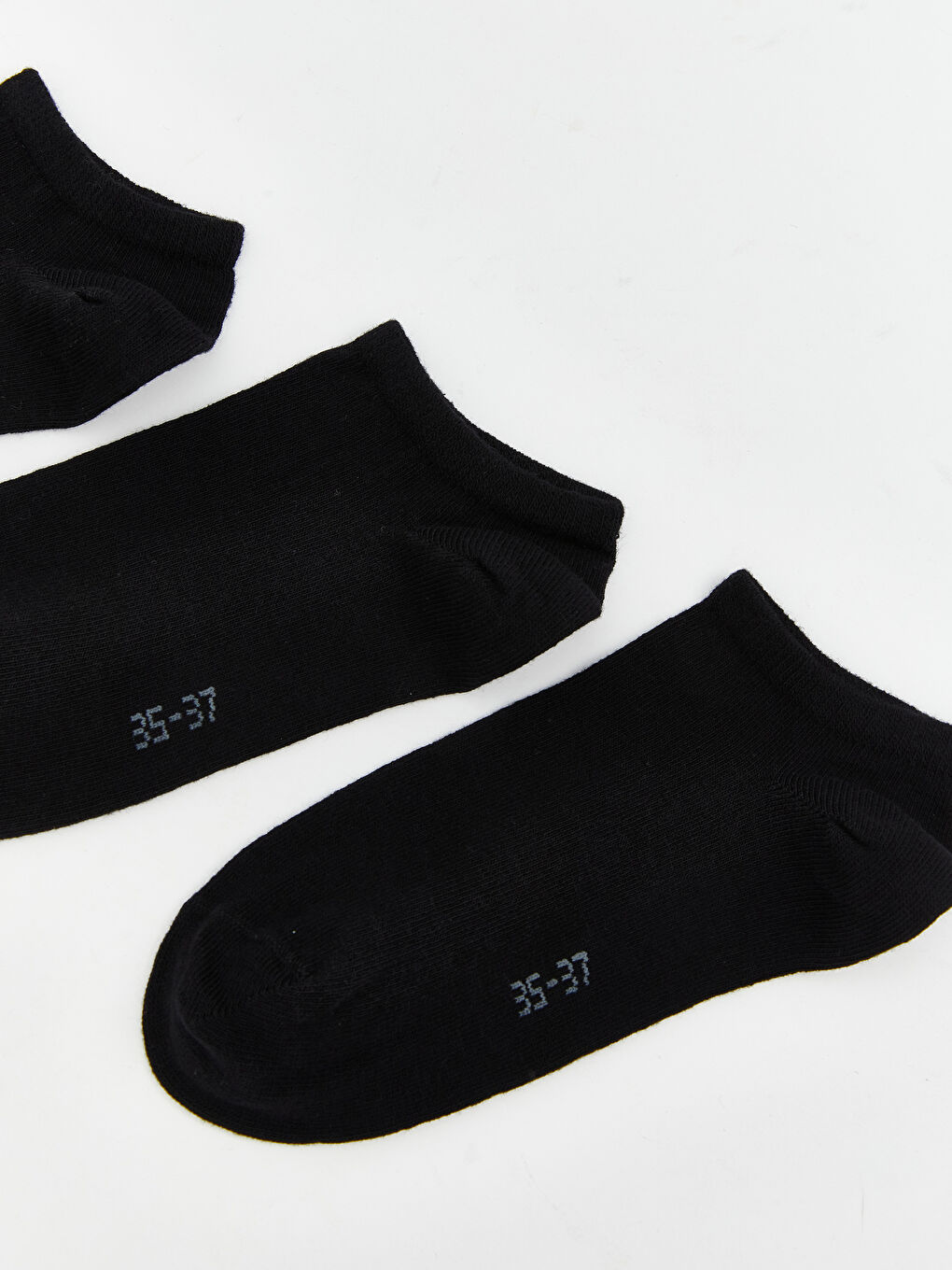 Siyah Kadın Düz Patik Çorap 3'lü-1
