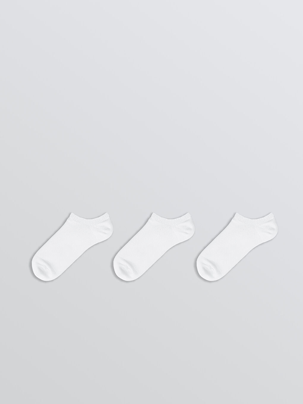 Beyaz Kadın Düz Sneaker Çorap 3'lü