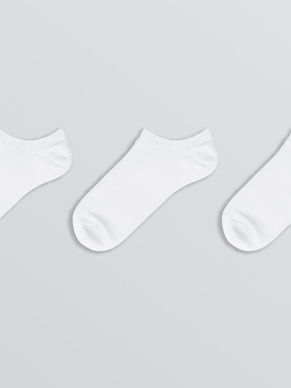 Beyaz Kadın Düz Sneaker Çorap 3'lü-1