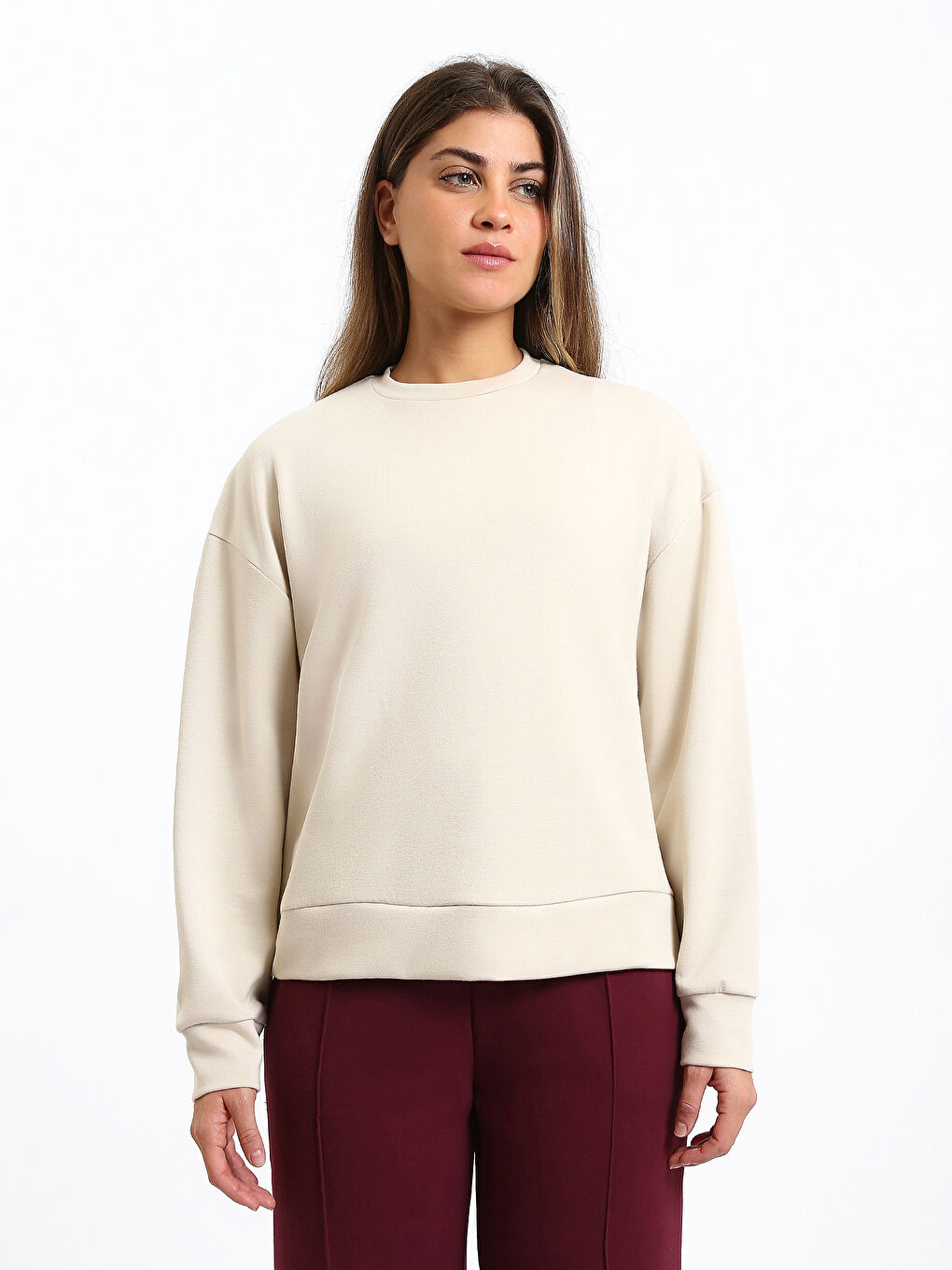 Crew Neck Plain Oversize Women's Sweatshirt
