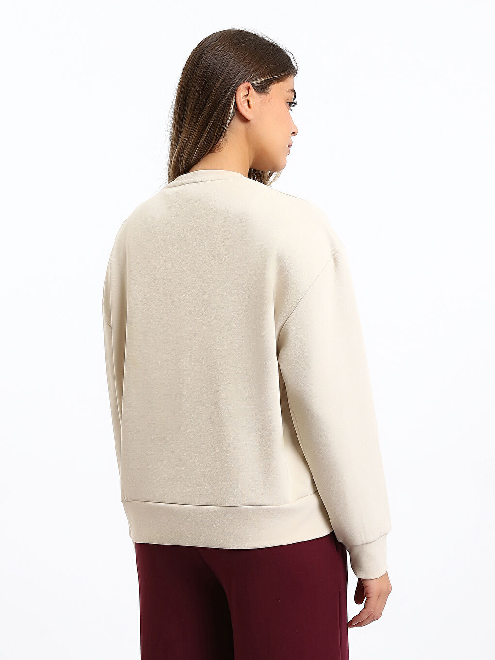 Crew Neck Plain Oversize Women's Sweatshirt-4