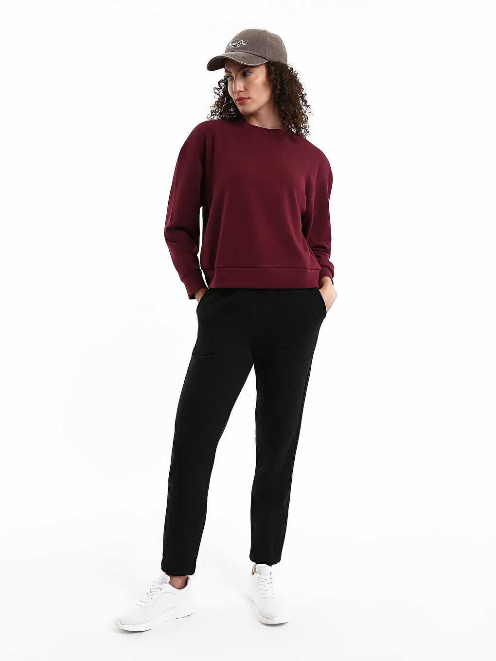 Crew Neck Plain Oversize Women's Sweatshirt-1
