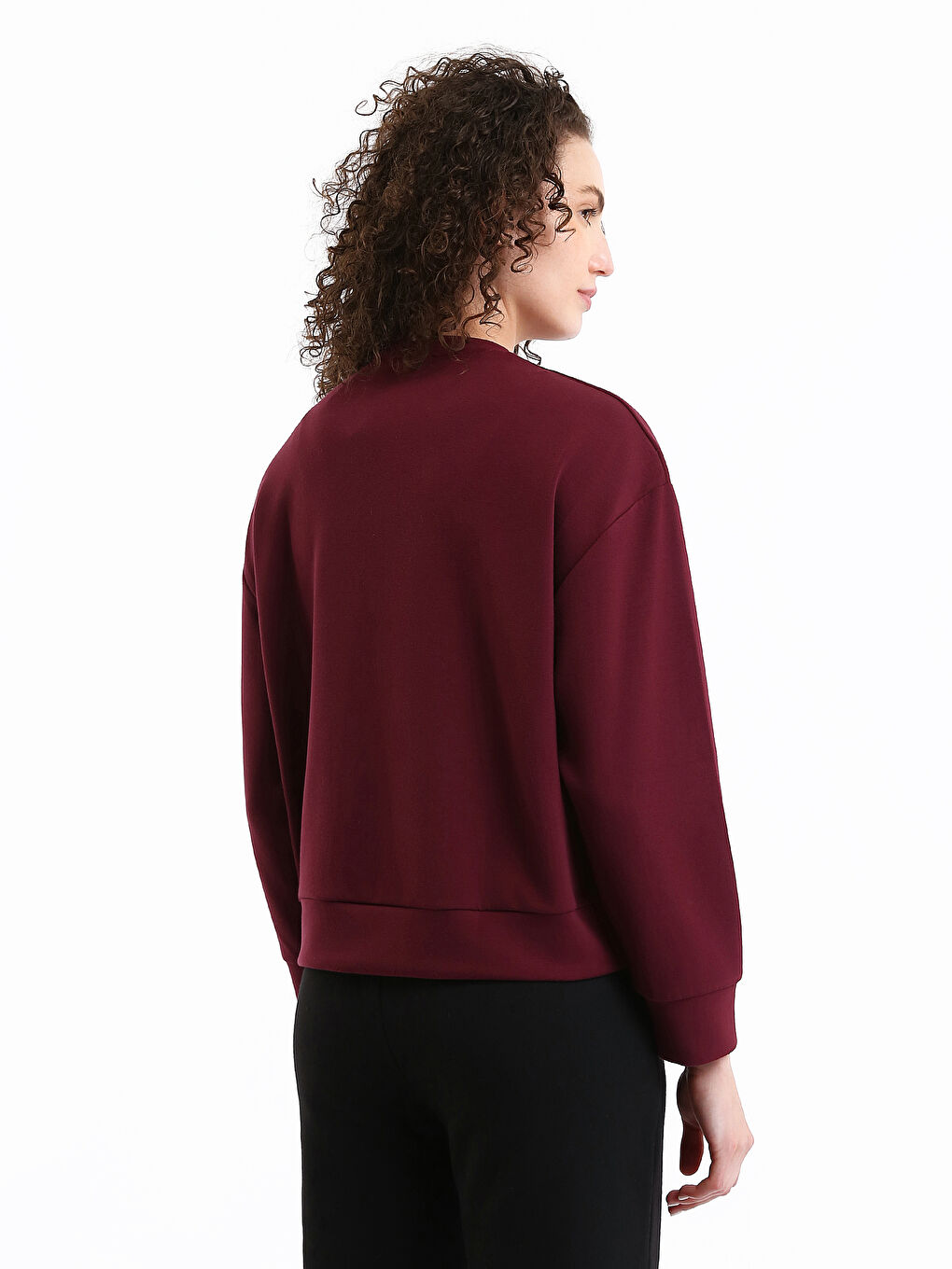 Crew Neck Plain Oversize Women's Sweatshirt-4
