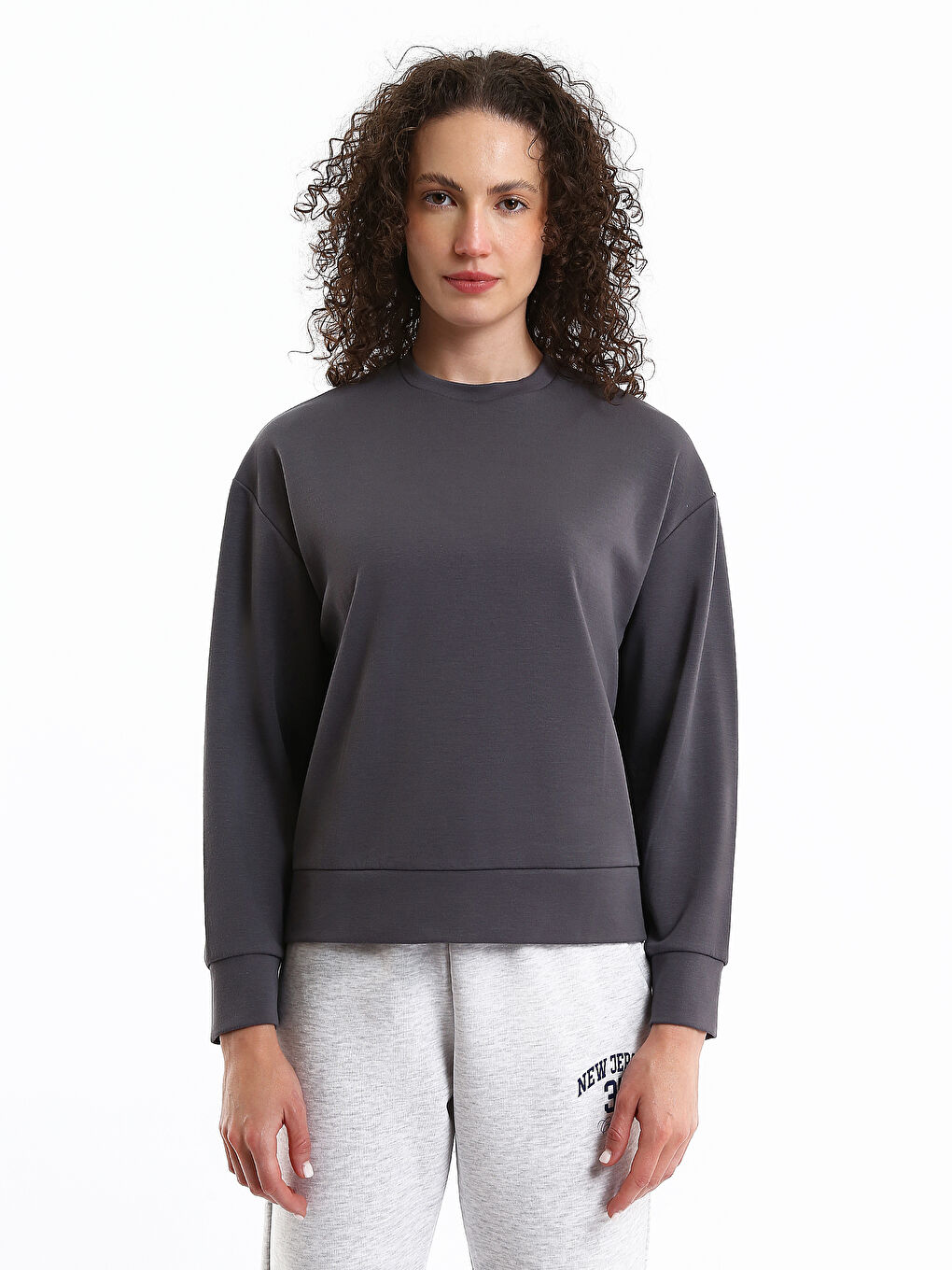 Crew Neck Plain Oversize Women's Sweatshirt