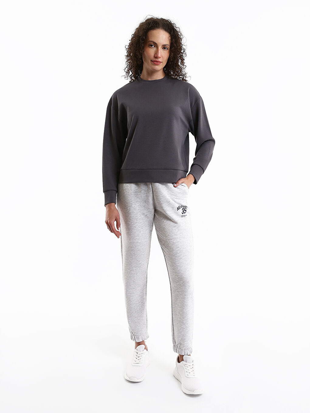 Crew Neck Plain Oversize Women's Sweatshirt-1