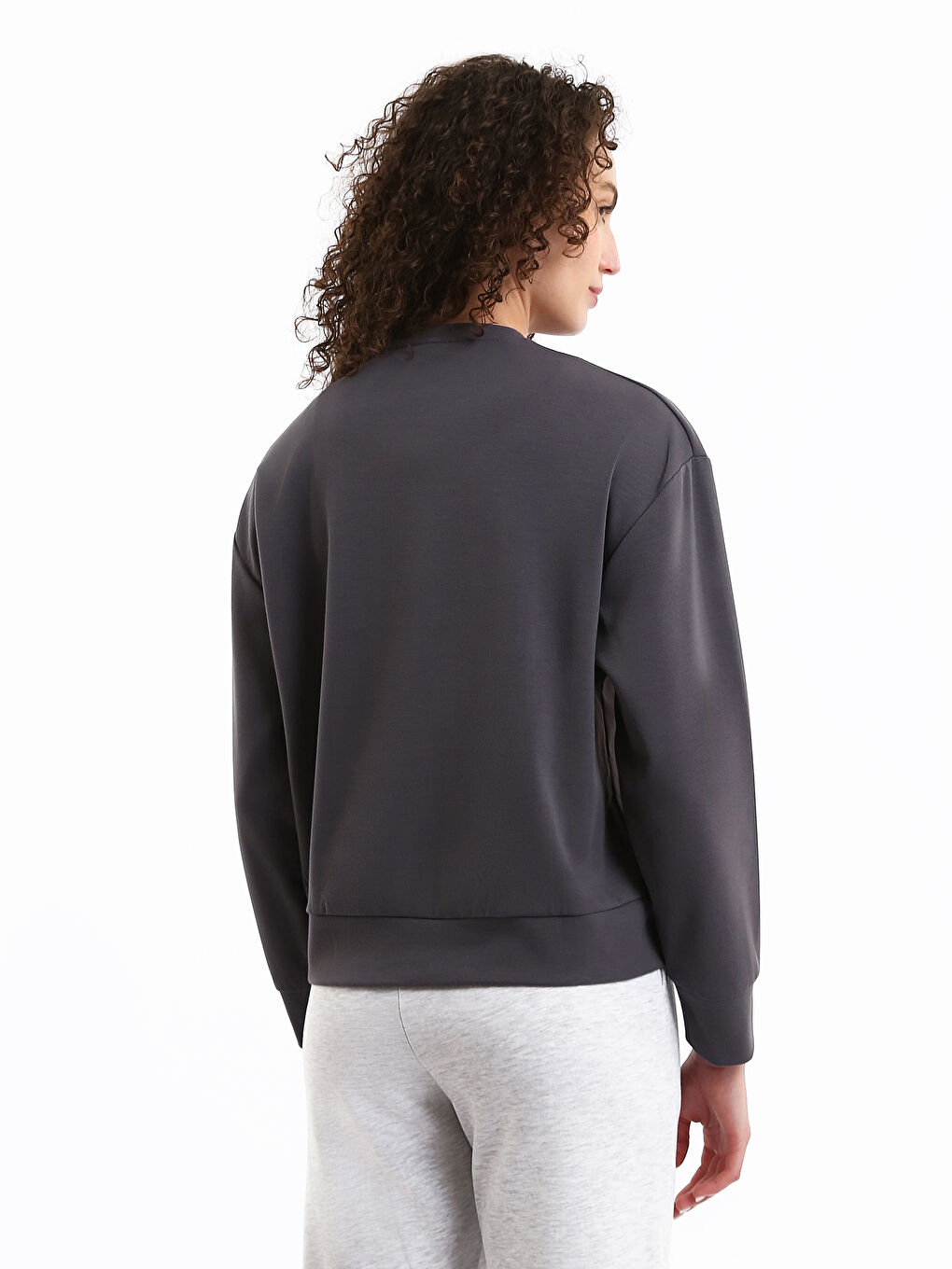 Crew Neck Plain Oversize Women's Sweatshirt-4