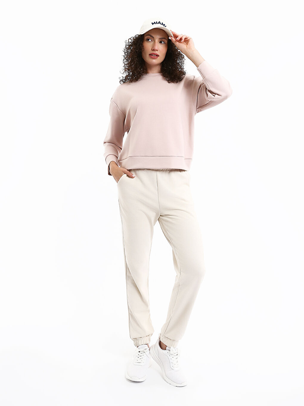 Crew Neck Plain Oversize Women's Sweatshirt-1