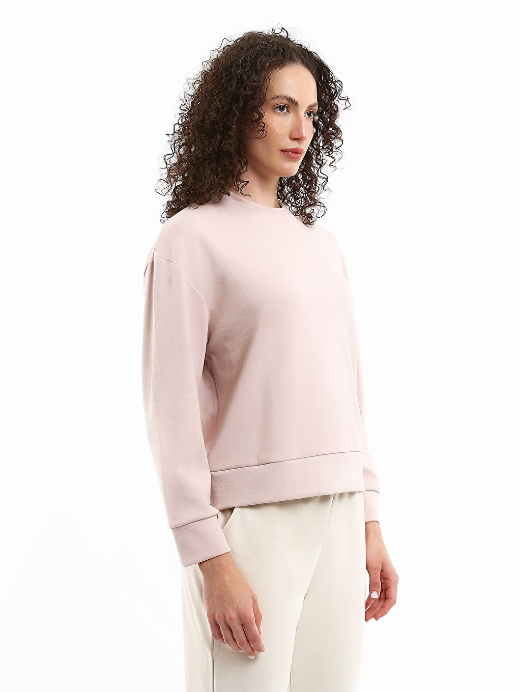 Crew Neck Plain Oversize Women's Sweatshirt-3