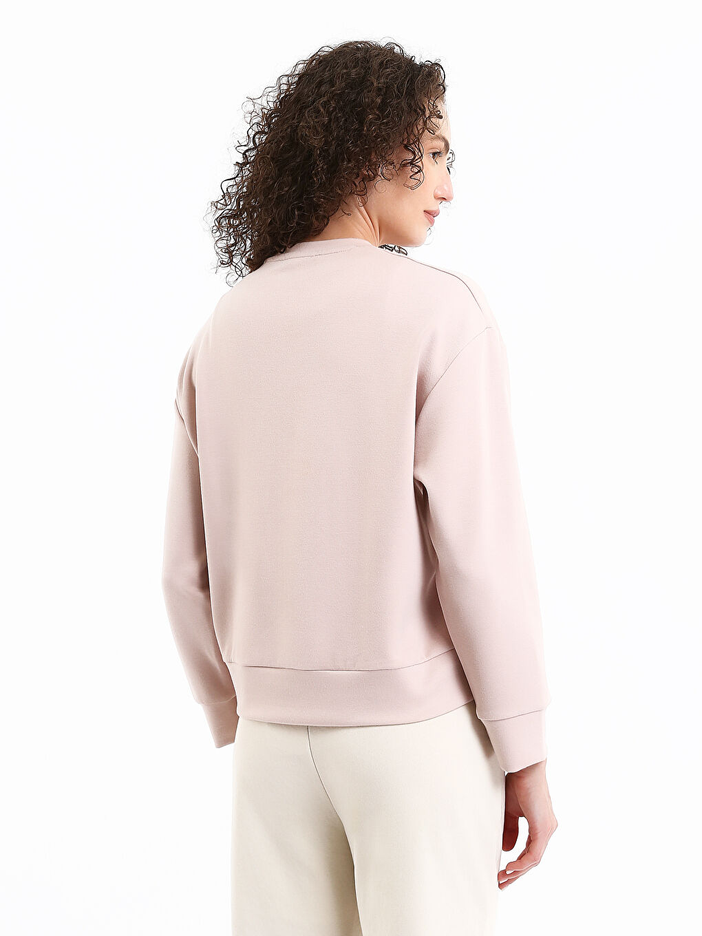 Crew Neck Plain Oversize Women's Sweatshirt-4