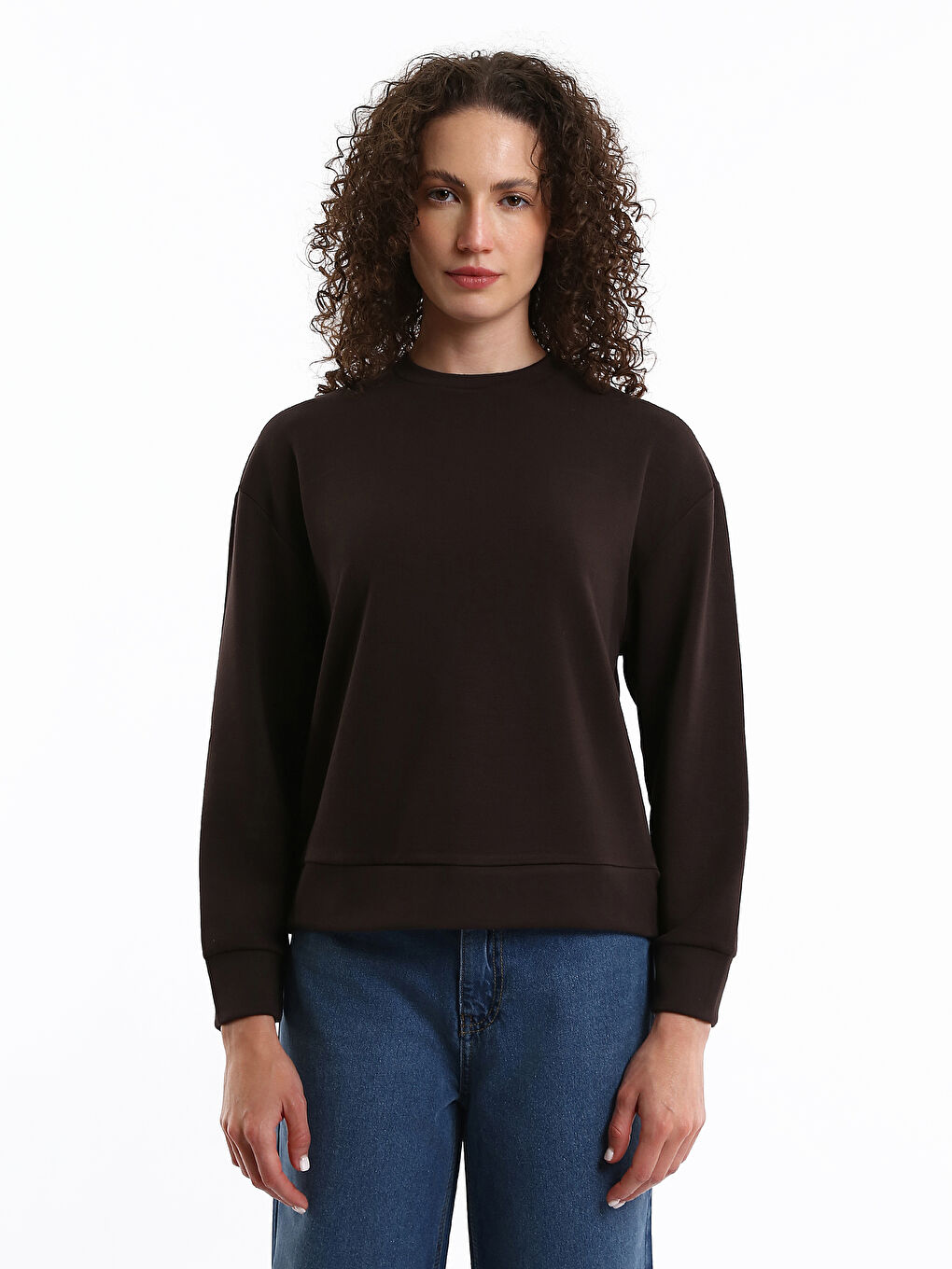 Crew Neck Plain Oversize Women's Sweatshirt