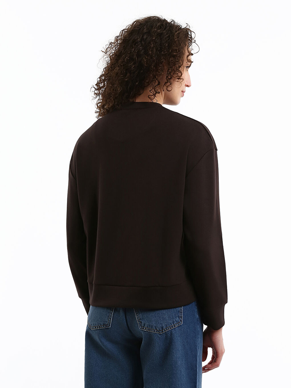 Crew Neck Plain Oversize Women's Sweatshirt-4